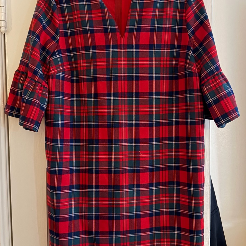 Vineyard Vines Red and Navy Plaid Shift Dress